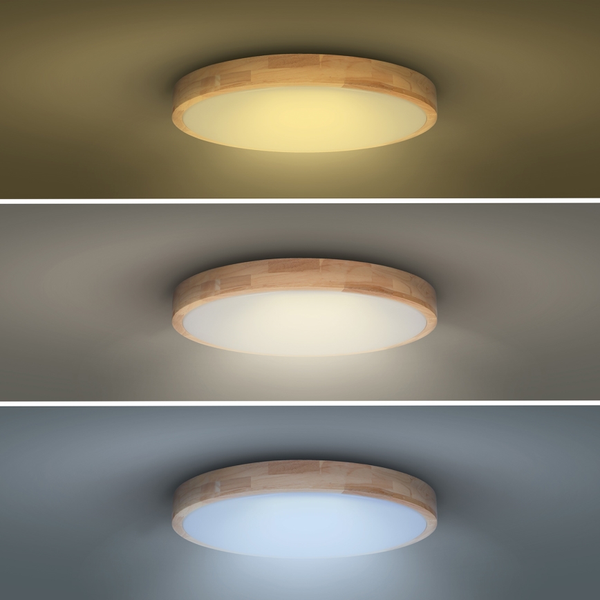 Plafonnier à intensité variable SOLID OAK LED/60W/230V 3000-6500K chêne d. 51 cm + télécommande