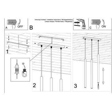 Suspension filaire PASTELO 3xG9/8W/230V noir