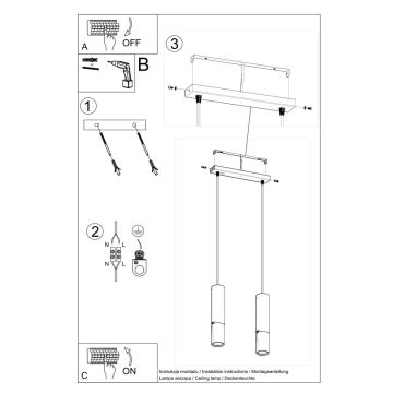 Suspension filaire LOOPEZ 2xGU10/10W/230V noir/cuivre