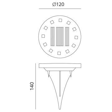 Spot encastrable solaire CLAVO LED/0,72W/1,2V 600mAh IP44