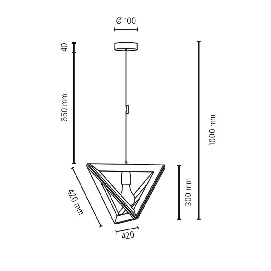 Suspension filaire TRIGONON 1xE27/60W/230V chêne mat - certifié FSC