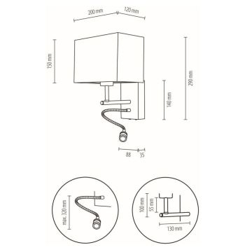 Luminaire flexible BOHO 1xE27/25W + LED/1W/230V chêne - certifié FSC