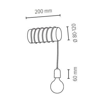 Applique murale TRABO 1xE27/25W/230V pin - certifié FSC