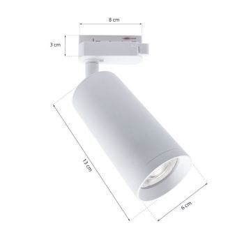 Spot MICA pour système de rail 1xGU10/25W/230V monophase blanc