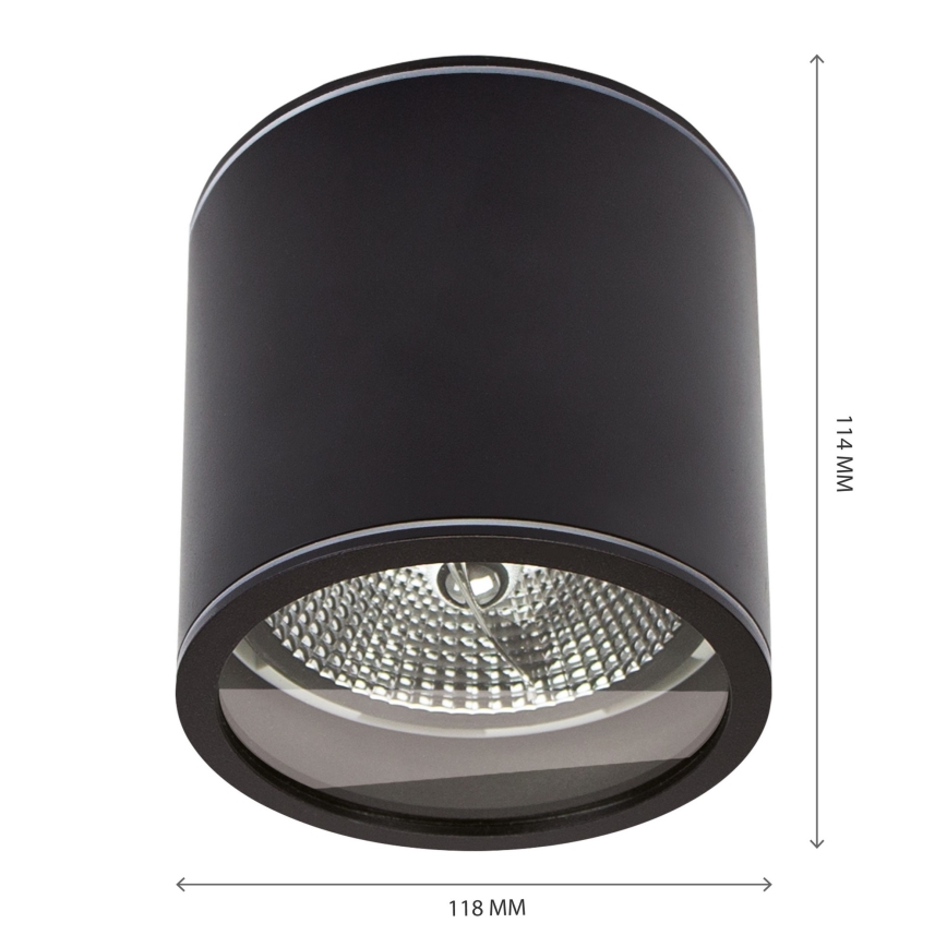 Spot salle de bain CHLOE AR111 1xGU10/15W/230V IP44 arrondi noir