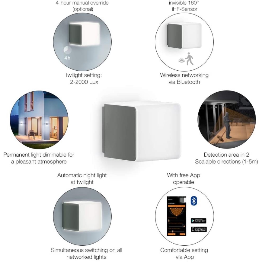 Steinel 055509 - Luminaire d'extérieur LED avec détecteur L 830 LED/9,5W/230V IP44 argent