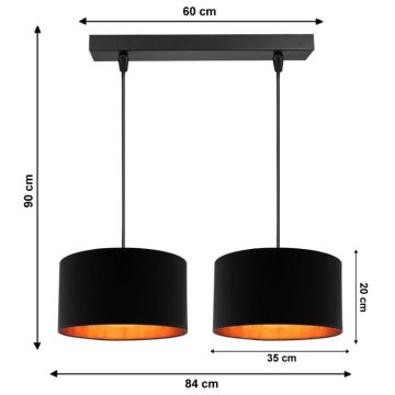 Suspension avec fil SOFIA 2xE27/60W/230V noir