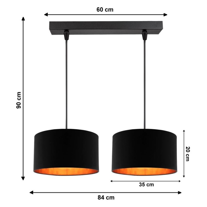 Suspension avec fil SOFIA 2xE27/60W/230V noir