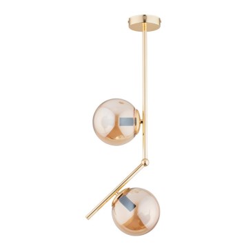 Suspension avec tige LIBERTY 2xE14/40W/230V doré/beige