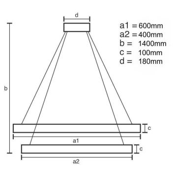 Suspension filaire à intensité variable LED/65W/230V 3000-6500K chrome/doré + Télécommande