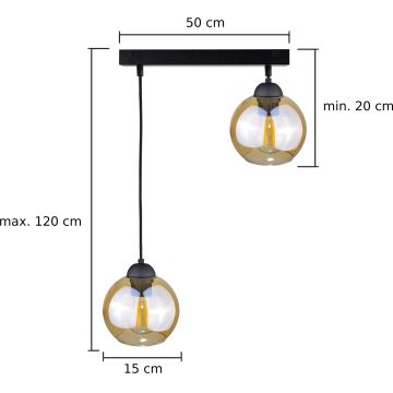 Suspension filaire AMBRE BLACK 2xE27/60W/230V