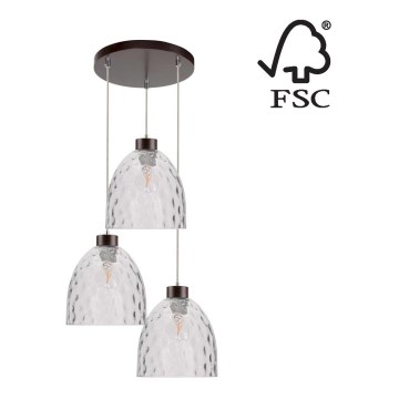 Suspension filaire AURA 3xE27/60W/230V hêtre - certifié FSC