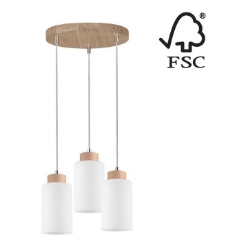 Suspension filaire BOSCO 3xE27/60W/230V chêne - certifié FSC