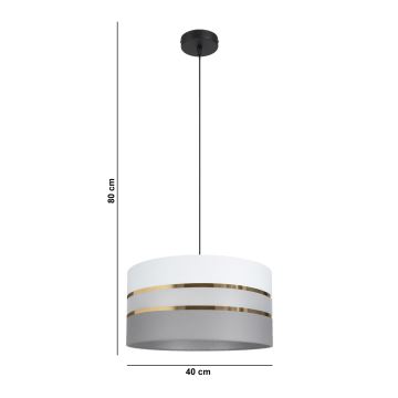 Suspension filaire CORAL 1xE27/60W/230V d. 40 cm blanc/gris