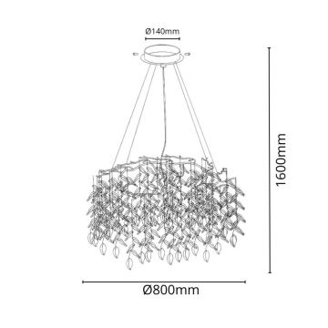 Suspension filaire en cristal 12xG9/40W/230V doré