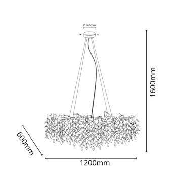 Suspension filaire en cristal 12xG9/40W/230V doré