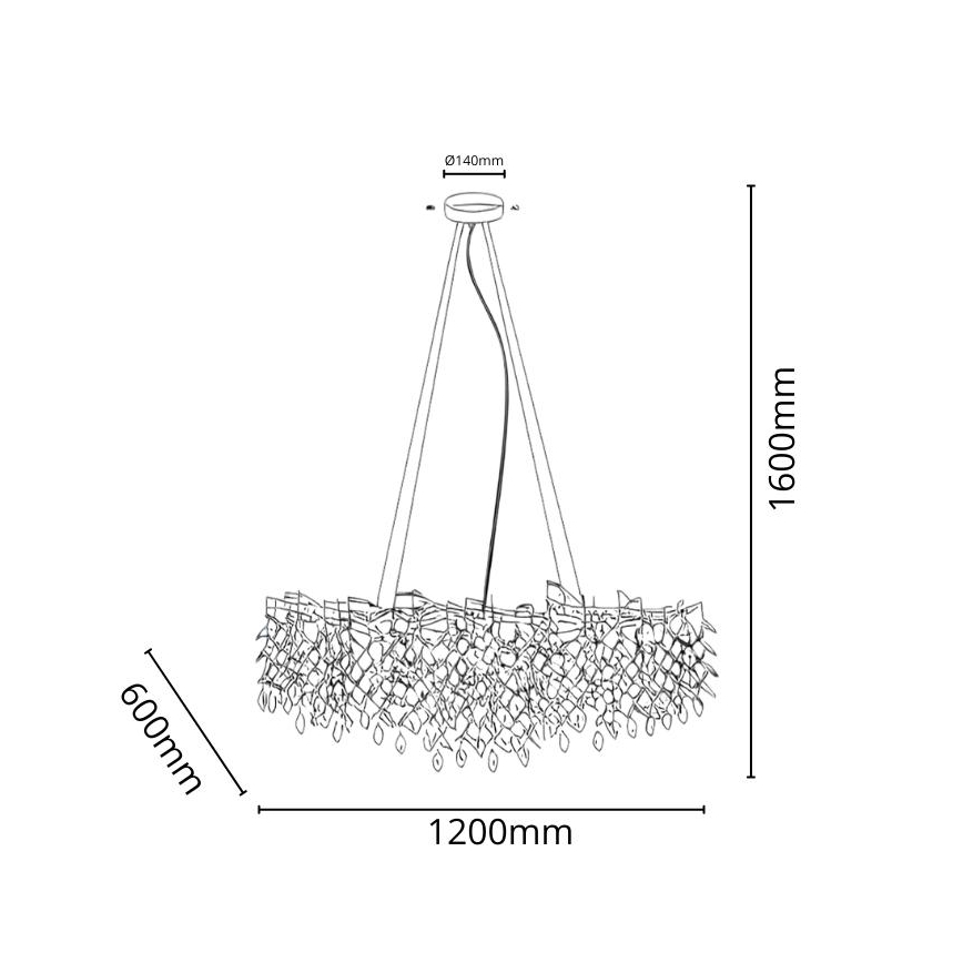 Suspension filaire en cristal 12xG9/40W/230V doré