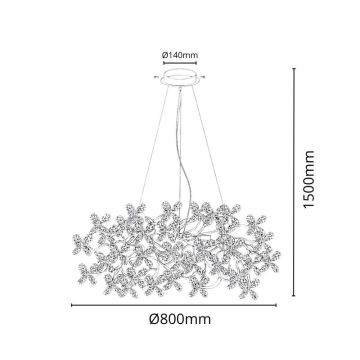 Suspension filaire en cristal 16xG9/40W/230V coloré