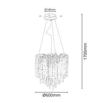 Suspension filaire en cristal 9xG9/40W/230V doré