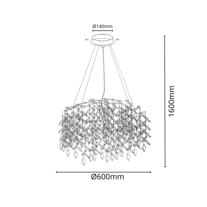 Suspension filaire en cristal 9xG9/40W/230V doré