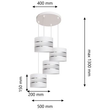 Suspension filaire HELEN 4xE27/60W/230V blanche