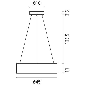 Suspension filaire LED/30W/230V 3000K d. 45 cm noir