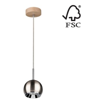 Suspension filaire LED BALL WOOD 1xGU10/5W/230V chêne mat - certifié FSC