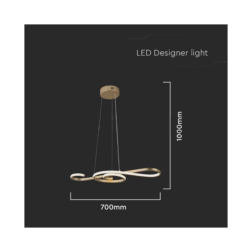 Suspension filaire LED LED/18W/230V 3000K doré