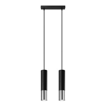 Suspension filaire LOOPEZ 2xGU10/10W/230V noir/chrome