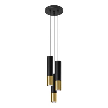 Suspension filaire LOOPEZ 3xGU10/40W/230V ronde noire/dorée