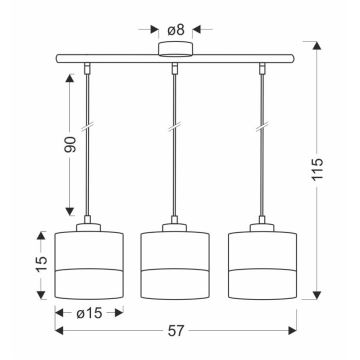 Suspension filaire PORTO 3xE27/60W/230V noir/marron