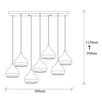 Suspension filaire YILDO 7xE27/40W/230V