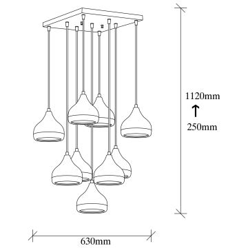 Suspension filaire YILDO 9xE27/40W/230V