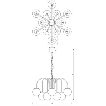 Suspension sur chaîne CAMBRIDGE 12xE14/60W/230V noir