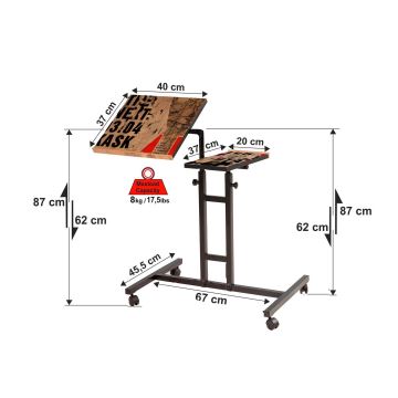 Table ajustable GLEN 87x40 cm marron