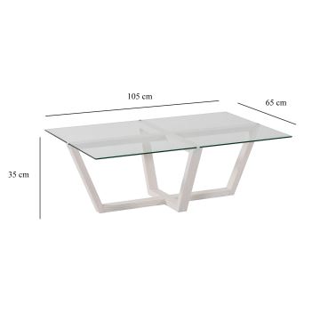 Table basse AMALFI 35x105 cm pin/transparent
