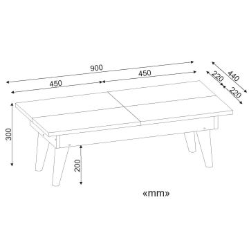 Table basse CASTRUM 30x90 cm blanc/marron