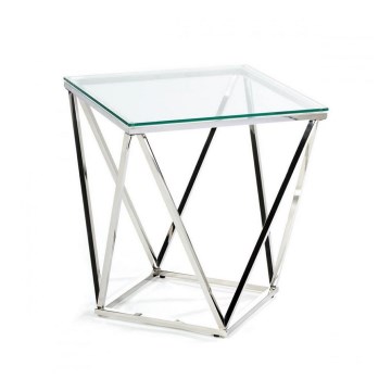 Table basse DIAMANTA 50x50 cm chromée/claire