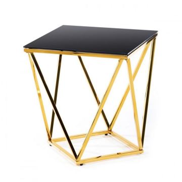 Table basse DIAMANTA 50x50 cm dorée/noire