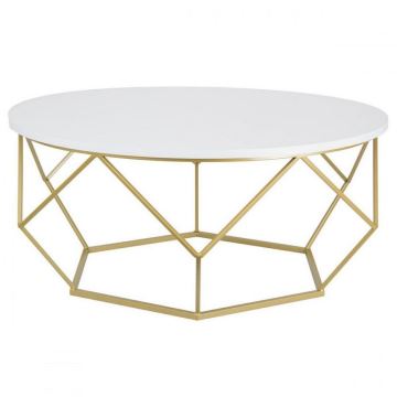 Table basse DIAMOND 41,5x90 cm dorée / blanche