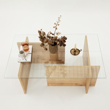 Table basse ESCAPE 40x105 cm marron/transparent