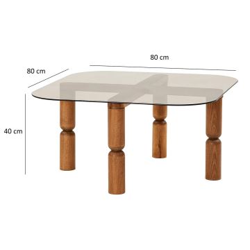Table basse KEI 40x80 cm marron/bronze