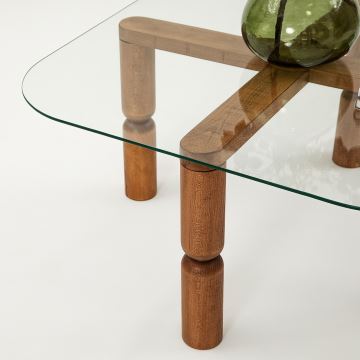 Table basse KEI 40x80 cm marron/transparent