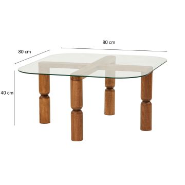 Table basse KEI 40x80 cm marron/transparent