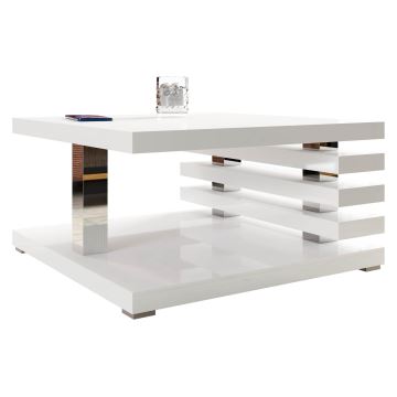 Table basse KYOTO 31x60 cm blanc brillant