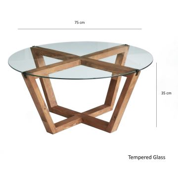 Table basse LOTUS 35x75 cm marron/transparent
