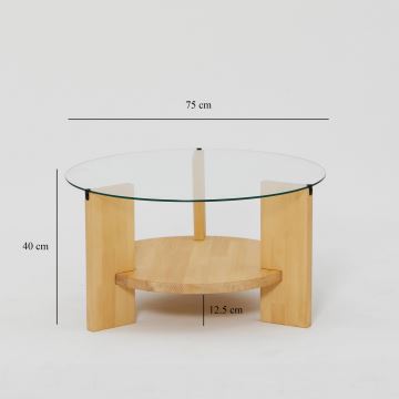 Table basse MONDO 40x75 cm pin/transparent