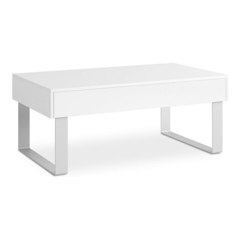 Table basse PAVO 45x110 cm blanc brillant