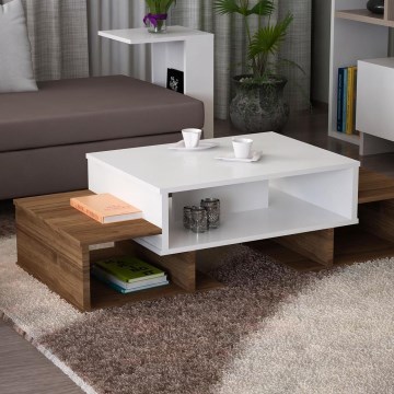 Table basse SARAFINA 39x103 cm marron/blanche