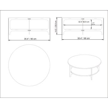 Table basse VERSY 37x90 cm blanc/doré